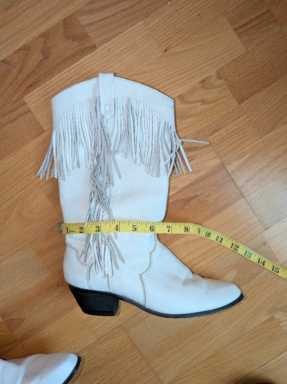 dingo White Fringe Western Heeled Boots - Picture 6 of 14